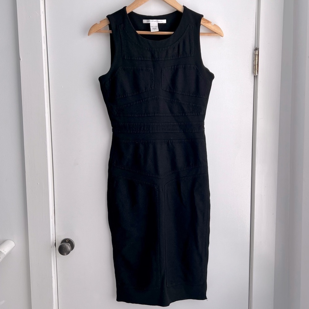 Diane Von Furstenberg DVF Black Stretch Sheath Dress Career Office 4